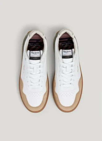 Sneakers in pelle con dettagli in pelle scamosciata