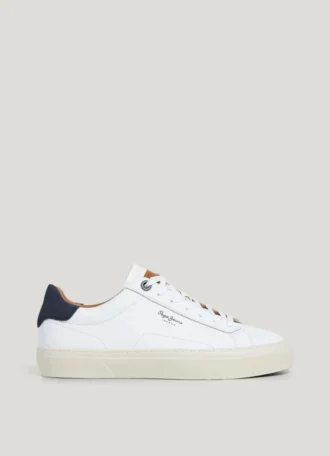 Sneakers in pelle con dettagli in pelle scamosciata