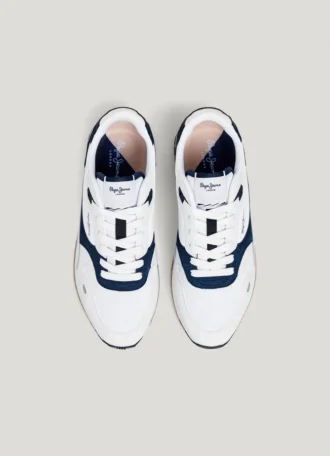 Sneakers in pelle con dettagli in pelle scamosciata