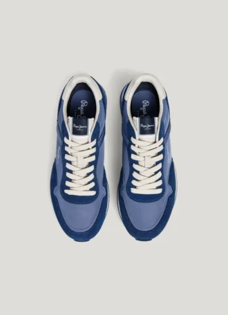 Sneakers in pelle con dettagli in pelle scamosciata