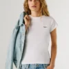 T-shirt a costine con logo ricamato