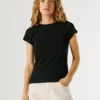 T-shirt a costine con logo ricamato T-shirt a costine con logo ricamato