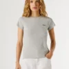 T-shirt a costine con logo ricamato T-shirt a costine con logo ricamato