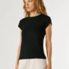 T-shirt a costine con logo ricamato T-shirt a costine con logo ricamato