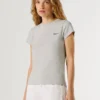 T-shirt a costine con logo ricamato T-shirt a costine con logo ricamato