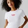 T-shirt a costine con logo ricamato T-shirt a costine con logo ricamato