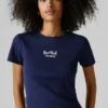 T-shirt a costine con logo ricamato T-shirt a costine con logo ricamato