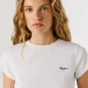 T-shirt a costine con logo ricamato