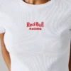 T-shirt a costine con logo ricamato T-shirt a costine con logo ricamato