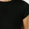 T-shirt a costine con logo ricamato T-shirt a costine con logo ricamato