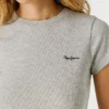 T-shirt a costine con logo ricamato T-shirt a costine con logo ricamato