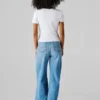 T-shirt a costine con logo ricamato T-shirt a costine con logo ricamato