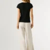 T-shirt a costine con logo ricamato T-shirt a costine con logo ricamato