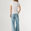T-shirt a costine con logo ricamato