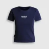 T-shirt a costine con logo ricamato T-shirt a costine con logo ricamato