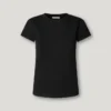 T-shirt a costine con logo ricamato T-shirt a costine con logo ricamato