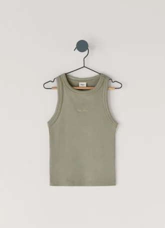 T-shirt a costine con stampa del logo