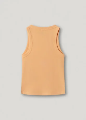 T-shirt a costine con stampa del logo