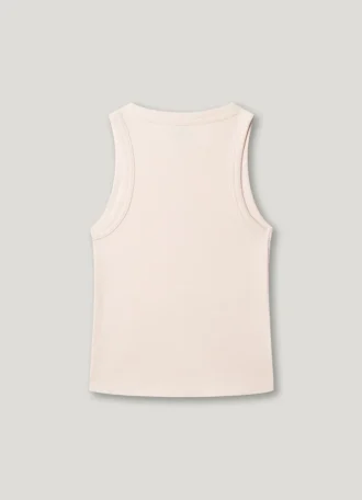 T-shirt a costine con stampa del logo