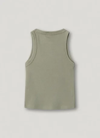 T-shirt a costine con stampa del logo