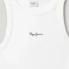 T-shirt a costine con stampa del logo T-shirt a costine con stampa del logo