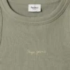 T-shirt a costine con stampa del logo T-shirt a costine con stampa del logo