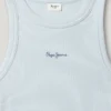 T-shirt a costine con stampa del logo T-shirt a costine con stampa del logo