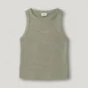 T-shirt a costine con stampa del logo T-shirt a costine con stampa del logo