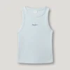 T-shirt a costine con stampa del logo T-shirt a costine con stampa del logo