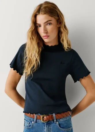 T-shirt a punto traforato con logo ricamato