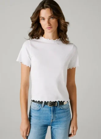 T-shirt a punto traforato con logo ricamato
