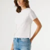 T-shirt a punto traforato con logo ricamato