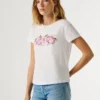 T-shirt con logo floreale stampato T-shirt con logo floreale stampato