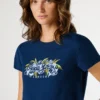T-shirt con logo floreale stampato T-shirt con logo floreale stampato