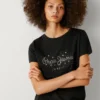 T-shirt con logo in strass T-shirt con logo in strass