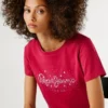 T-shirt con logo in strass