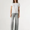 T-shirt con logo in strass
