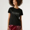 T-shirt con logo in strass T-shirt con logo in strass