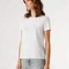 T-shirt con logo in strass