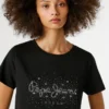 T-shirt con logo in strass T-shirt con logo in strass