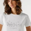 T-shirt con logo in strass