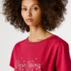 T-shirt con logo in strass