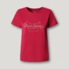 T-shirt con logo in strass
