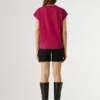 T-shirt con scollo a V e dettagli traforati