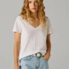T-shirt con scollo a V e logo ricamato T-shirt con scollo a V e logo ricamato