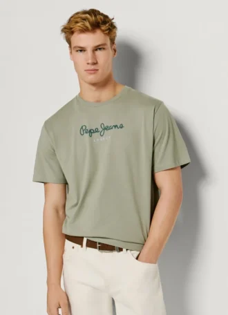 T-shirt con stampa logo e vestibilità regolare T-shirt con stampa logo e vestibilità regolare