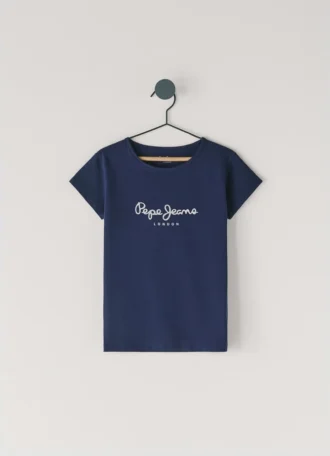 T-shirt slim fit con logo glitterato