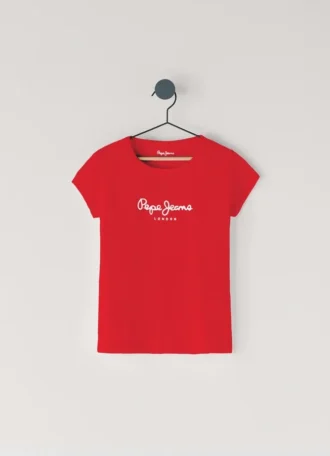 T-shirt slim fit con logo glitterato
