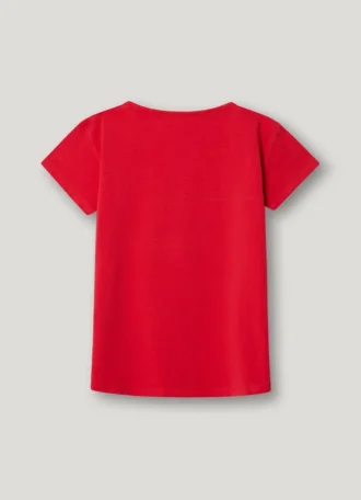 T-shirt slim fit con logo glitterato