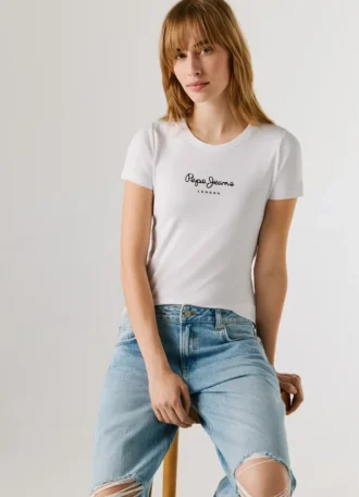 T-shirt slim fit con stampa logo